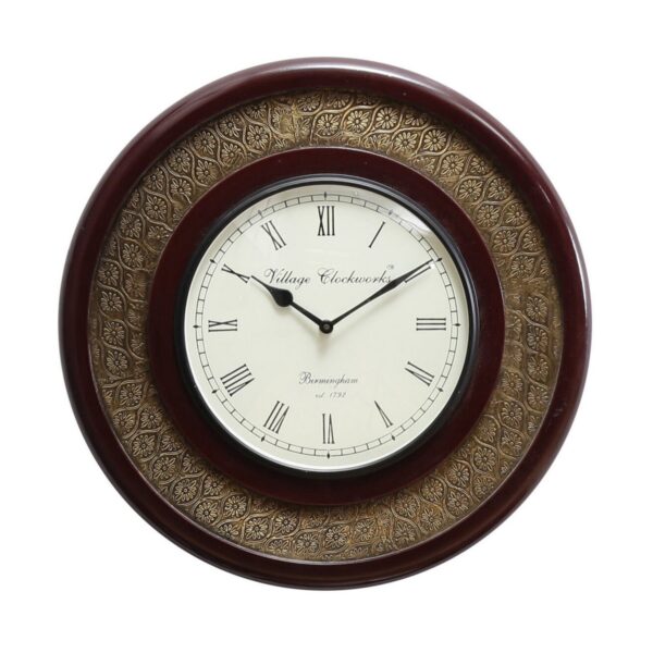 Antique Brown Wooden Clock For Interior Decor 002