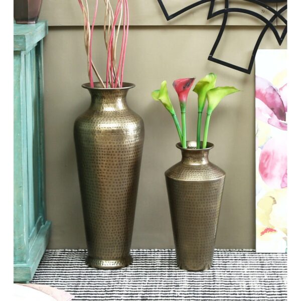 Brass Colour Metal Vase – Set of 2 002