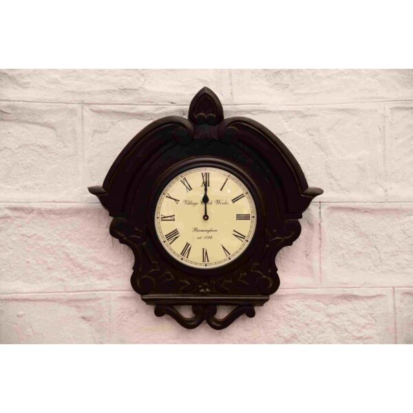 Brown Antique Wooden Wall Clock With Finished Design