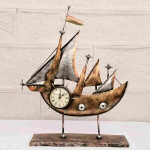 Exclusive Iron Ship Table Clock Decor001