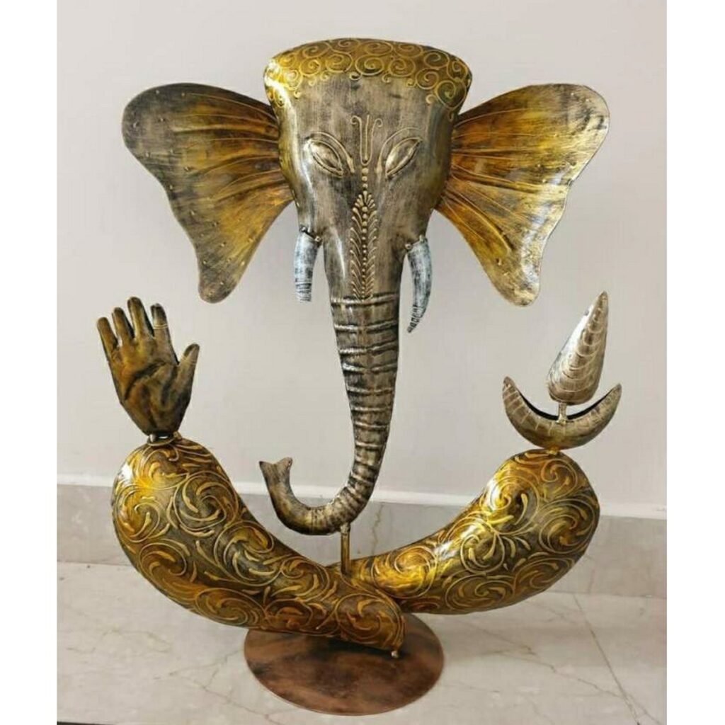Lord Ganesha Golden Metallic Shade for Table Decor