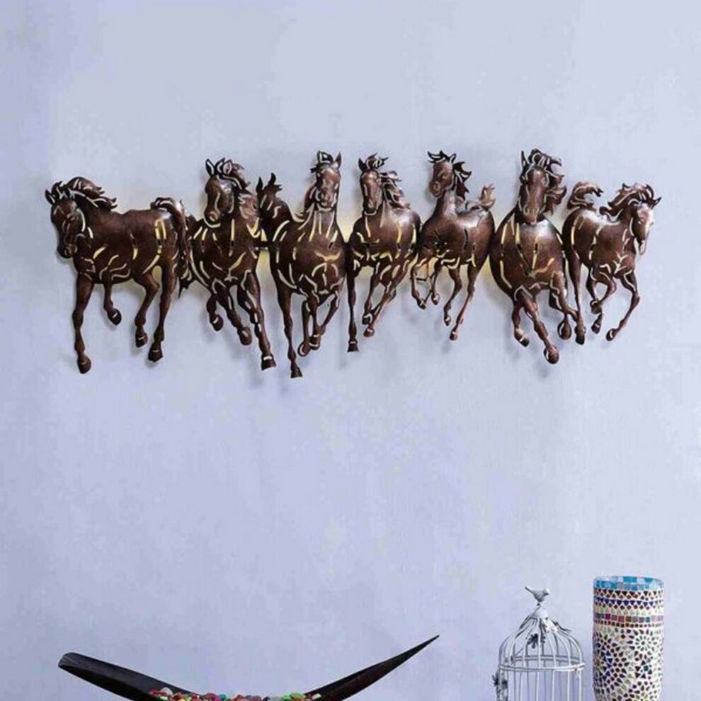 Running Horses Light Metal Wall Decor Decor With Light