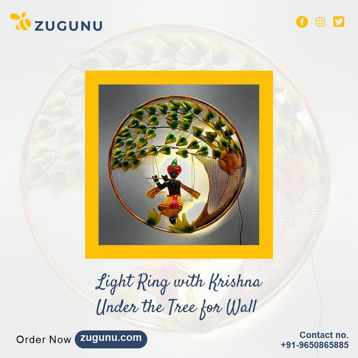 Highly Decorative Ring Light with Lord Krishna Statue 1
