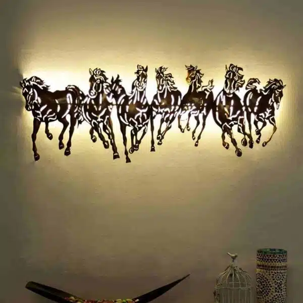 Metal Iron Horse Wall Decor With Back lit LED 1