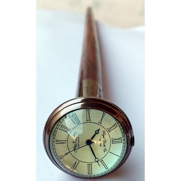 Authentic Looking Brass Wooden Material of Cane with Clock Online 5