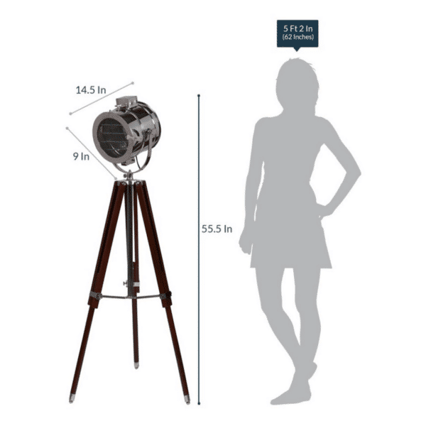 Silver Stainless Steel Made Standing Spotlight With Wooden Tripod 5