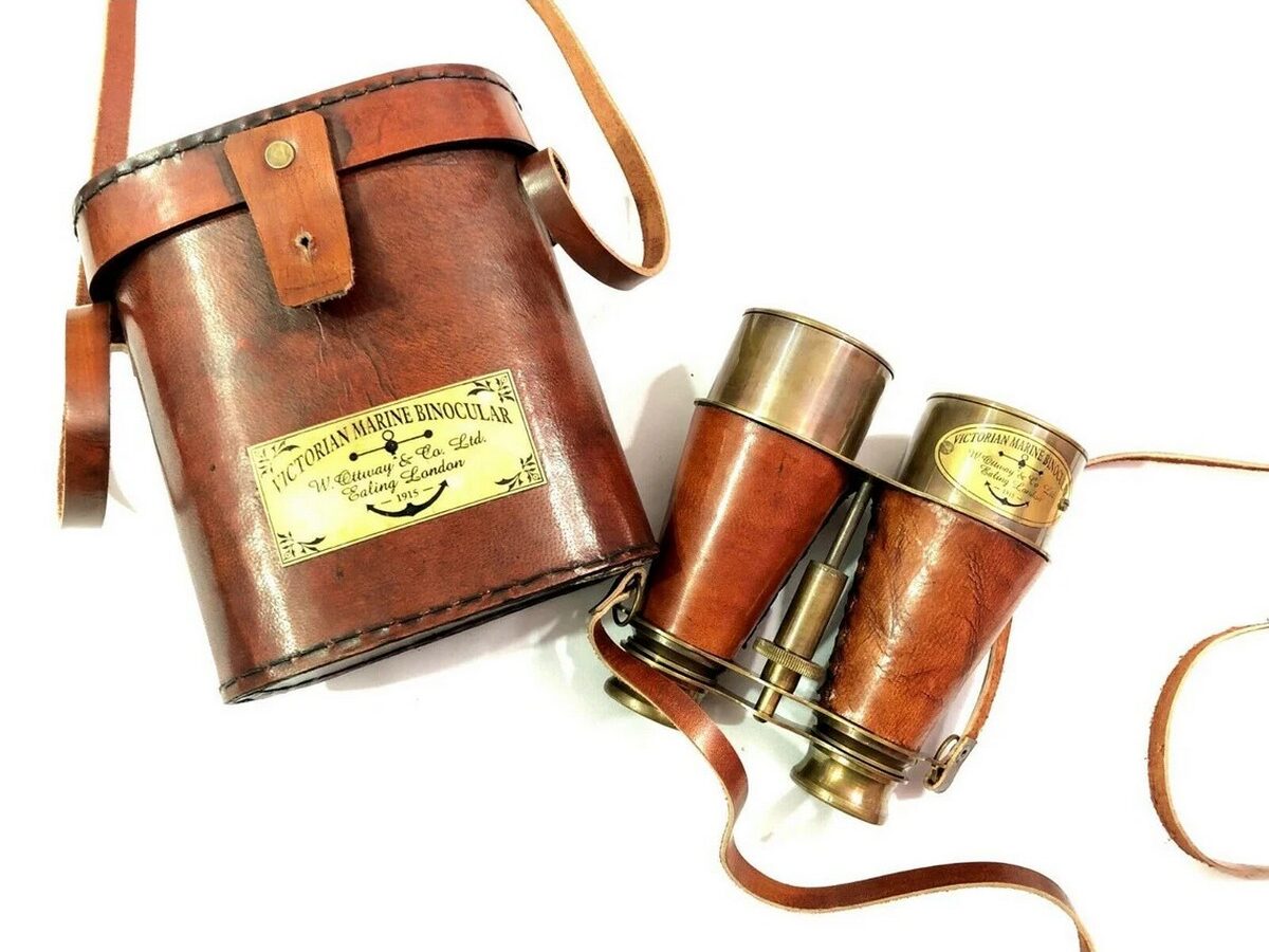 Details about   Brass Victorian Marine Binocular With Red Leather Box Free 