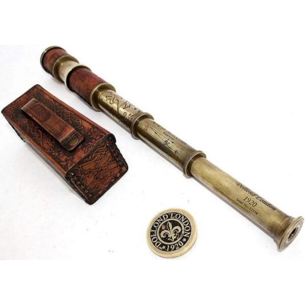 Old School Sailor Style Vintage Brass Made Telescope with Box Case 2