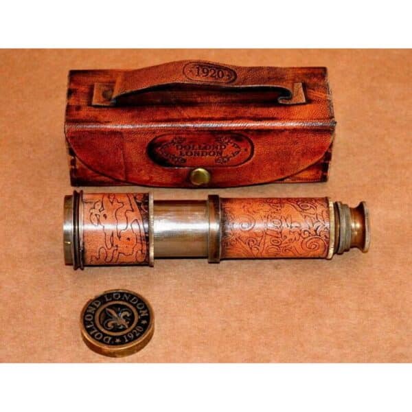 Old School Sailor Style Vintage Brass Made Telescope with Box Case 4