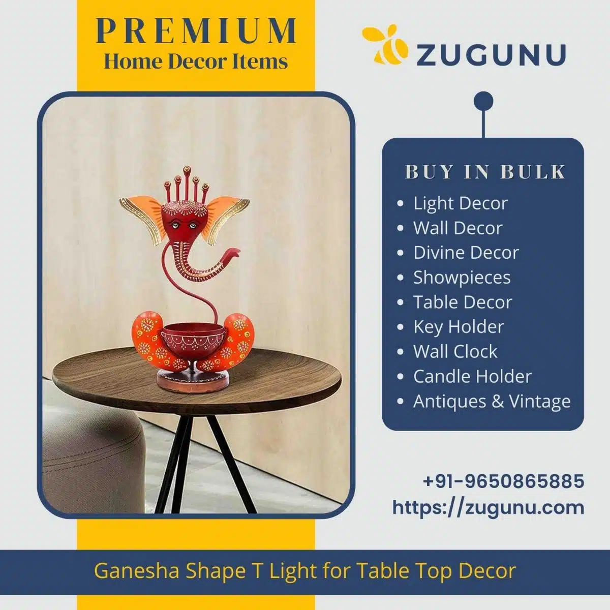 Ganesha Shape T Light For Table Top Decor