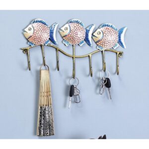 Blue Fish Key Holder with 7 Hooks