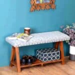 Amazing Wooden Printed Cushioned Bench Seat In Multi Color 1