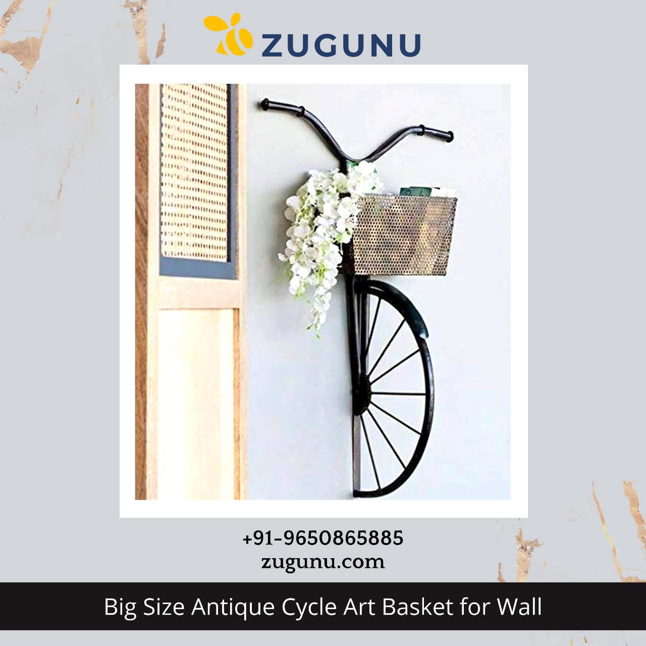 Antique Cycle Art Basket For Wall Zugunu
