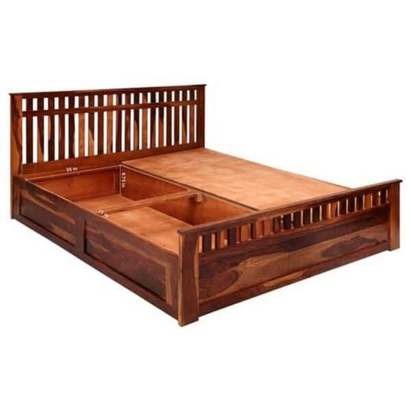 Beatrice Solid Wood King Bed With Storage Box 3