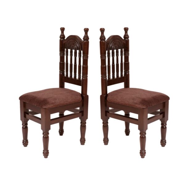 Classic Wooden Pillared Back Chair Set of 2