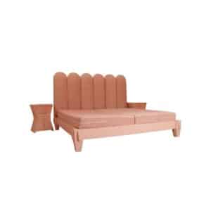 Classical Wooden Bed With 2 Bedsides For Your Home Pink