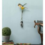 Multicolour Iron Metal Painted Wall Tree Bird Key Holder