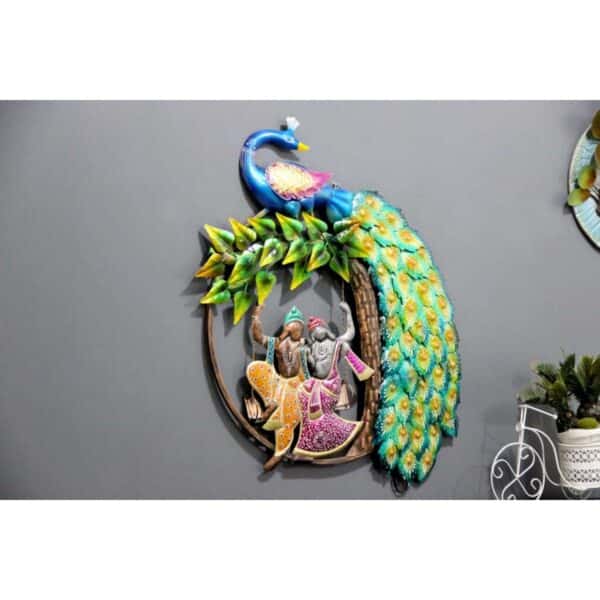 Peacock Art With LED Radha Krishna 3