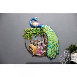 Peacock Art With LED Radha Krishna