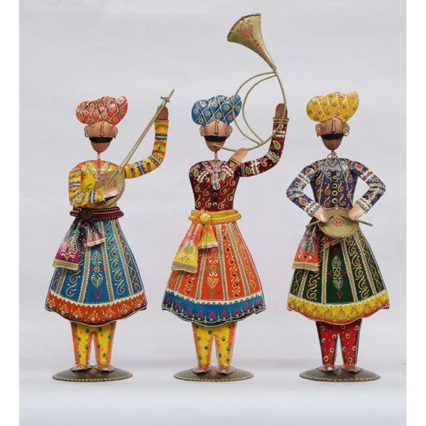 Rajasthani Art Music Band Human Showpiece Set Of 3 3