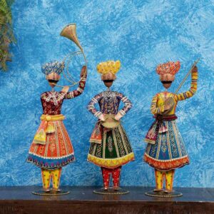 Rajasthani Art Music Band Human Showpiece Set Of 3