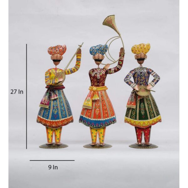 Rajasthani Art Music Band Human Showpiece Set Of 3 4