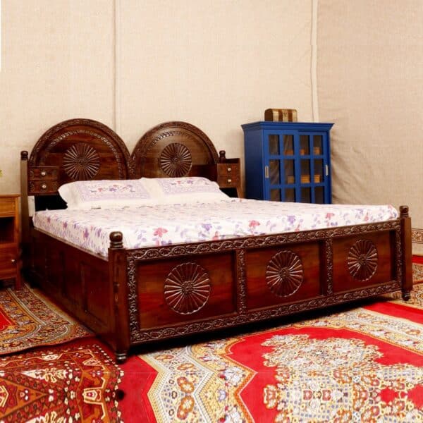 Sheesham Antique Finish Bed With storage box2
