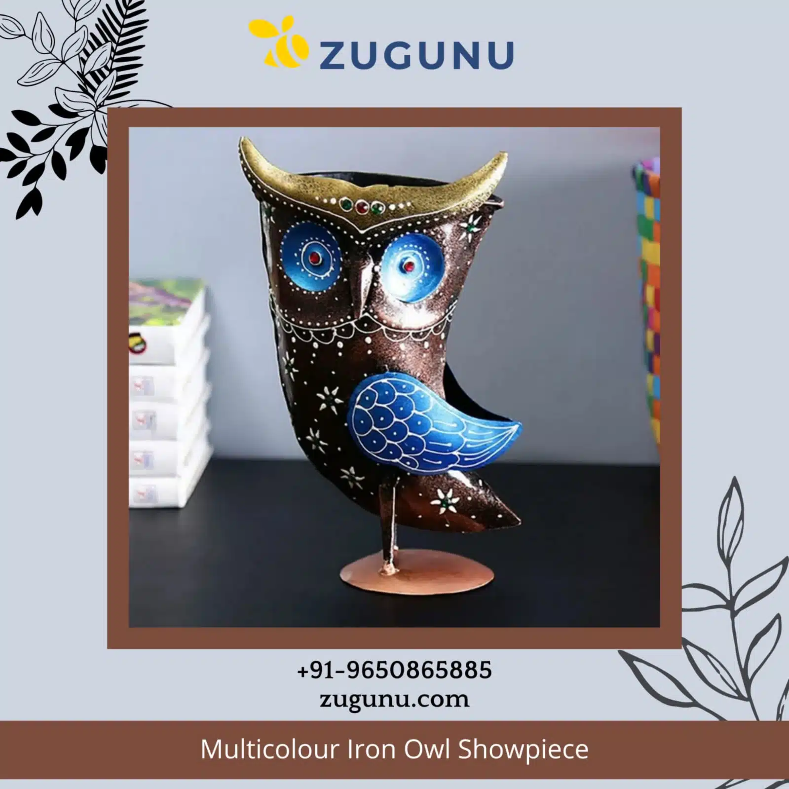 Shop For Multicolor Iron Owl Showpiece From Zugunu