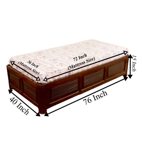 Solid Wood Dark Brown Single Bed For Bedroom Diwan1