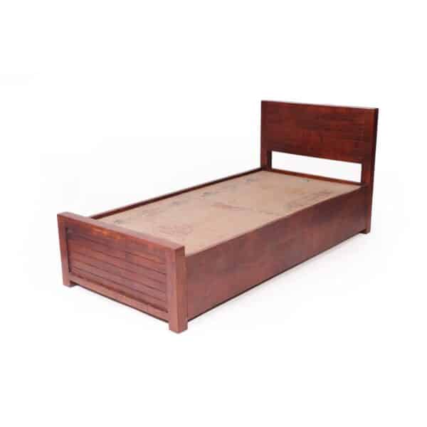 Solid Wood Honey Polished Single Bed With Storage Box5