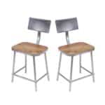 Stylish Metal Wooden Chair For Home Set of 2
