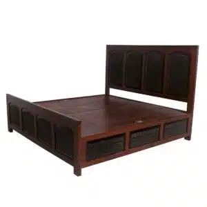 Stylish Solid Sized Wooden Bed For Bedroom