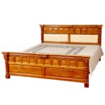 Stylish Teak Wood Bed In Light Brown Finish