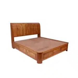 Teak Sleigh Double Bed With Storage Box