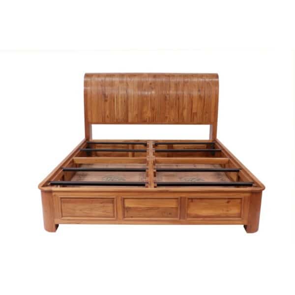 Teak Sleigh Double Bed With Storage Box2
