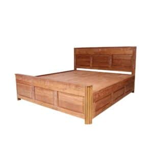 Teak Wood Carved Folk Concept Bed