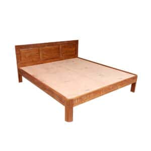 Teak Wood Carved Folk Concept Compact Bed