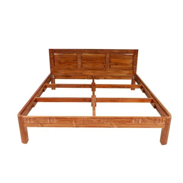 Teak Wood Carved Folk Concept Compact Bed1