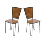 Teak Wood Metallic Frame Chair Set of 2