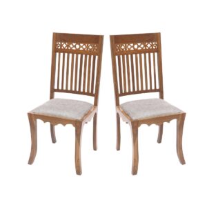Teak Wood Traditional Dinning Office All Purpose Chair Set of 2