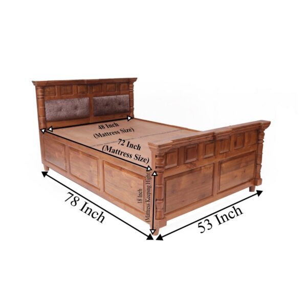 Traditional Wooden Linear Double Bed For Home1