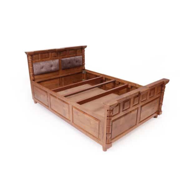 Traditional Wooden Linear Double Bed For Home3