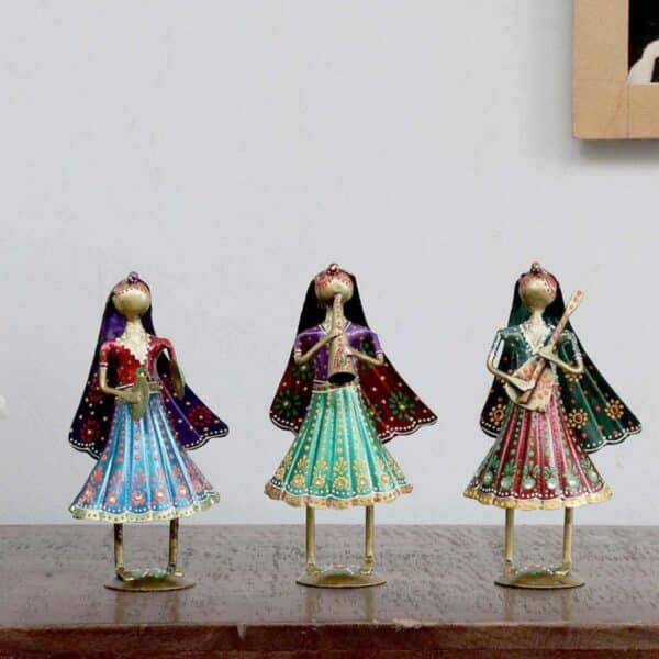 Tribal Lady Musicians Mini Human Figurines Set Of 3 2