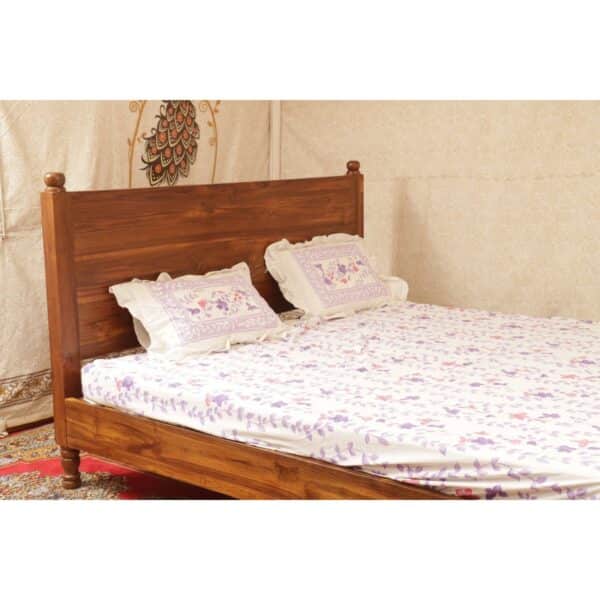 Wood Natural Tone Classical Bed Natural Solid Wood3
