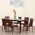 Wooden Table And Chairs Dining Set Brown Color 1