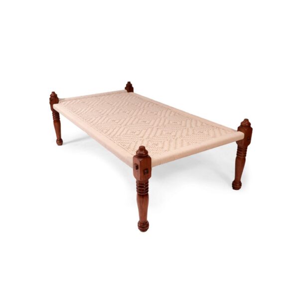 Wooden White Weave Indian Day Bed