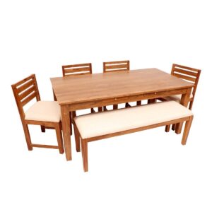 6 Seater Teak Wood Dining Table With 4 Chair 1 Bench