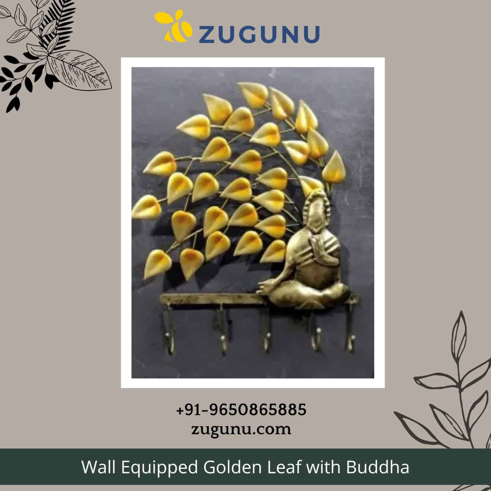 Best Wall Equipped Golden Leaf With Buddha Zugunu