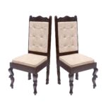 Carved Head Long Back Twisted Leg Dining Chair Set of 2