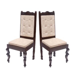 Carved Head Long Back Twisted Leg Dining Chair Set of 2
